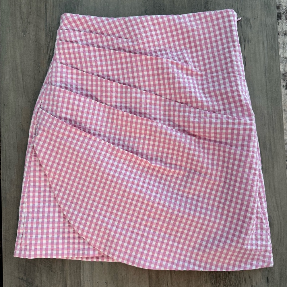 Zara Pink Gingham Mini Skirt
